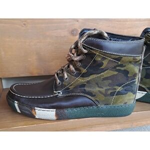 Camel Active Women's Leather Brown Camouflage Lace-up Ankle Boots 9.5 EU 40